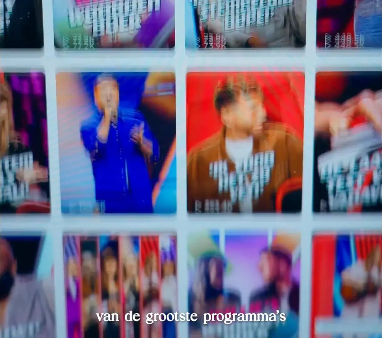 Een wand met thumbnails van grote programma's